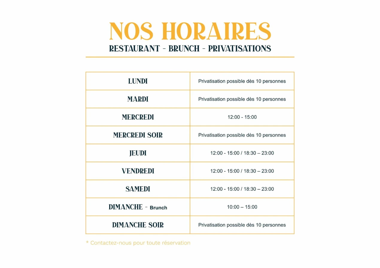 Horaire la cour des dames restaurant
