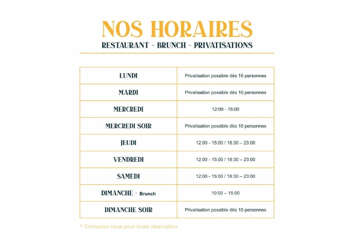 Horaire restaurant
